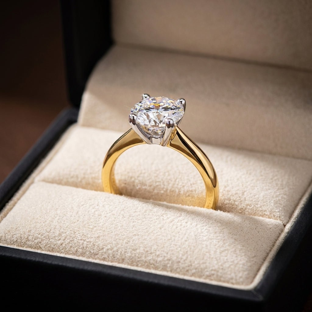 RM12561C-LD round engagement ring in presentation box
