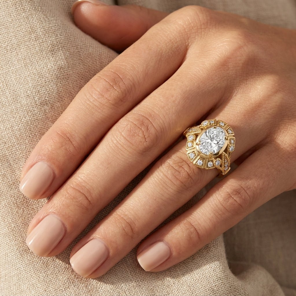 RM12990-300-LD Round solitaire engagement ring hand-model