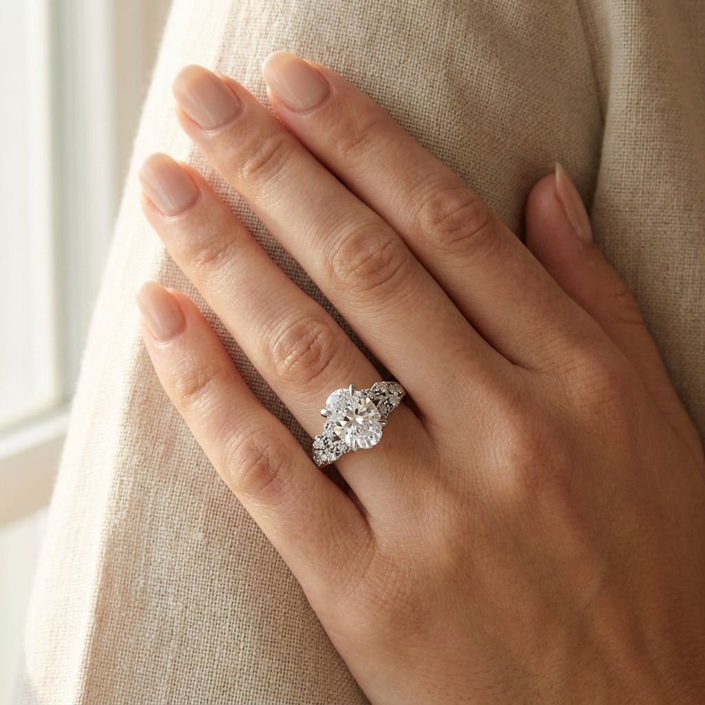RM12984-300-WLD Round solitaire engagement ring hand-model