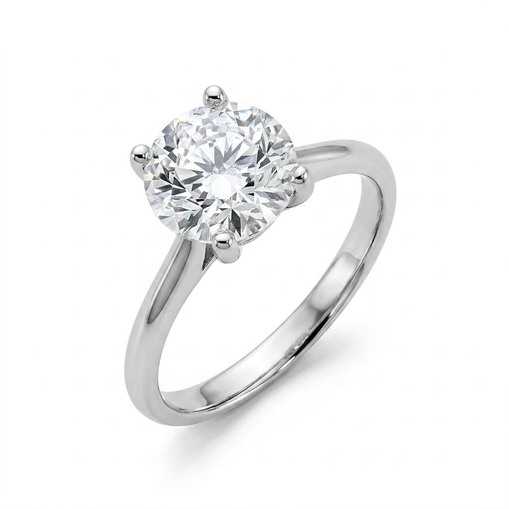 3 carat round lab grown diamond engagement ring - hero beauty