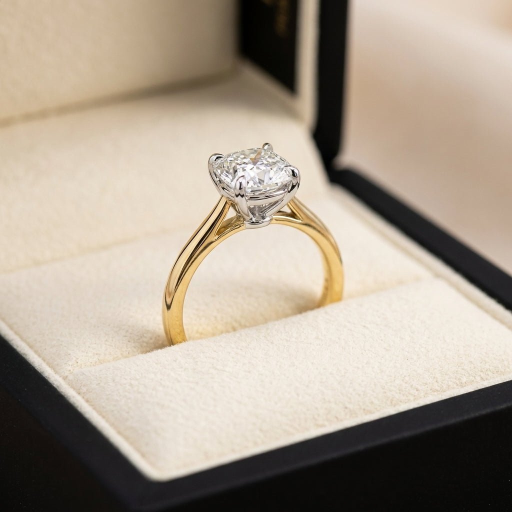RM12841-350C-LD Cushion solitaire engagement ring ring-in-box