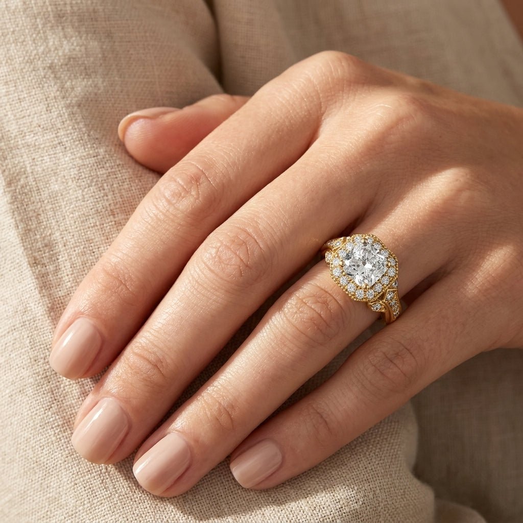RM12980-350-LD Round solitaire engagement ring hand-model