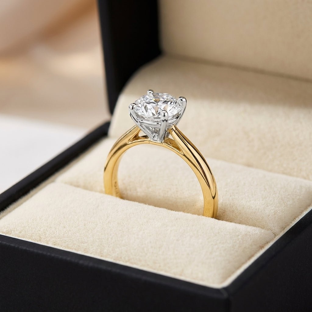RM12980-350-LD Round solitaire engagement ring ring-in-box