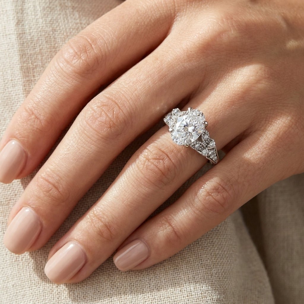 RM12984-350-WLD Round solitaire engagement ring hand-model