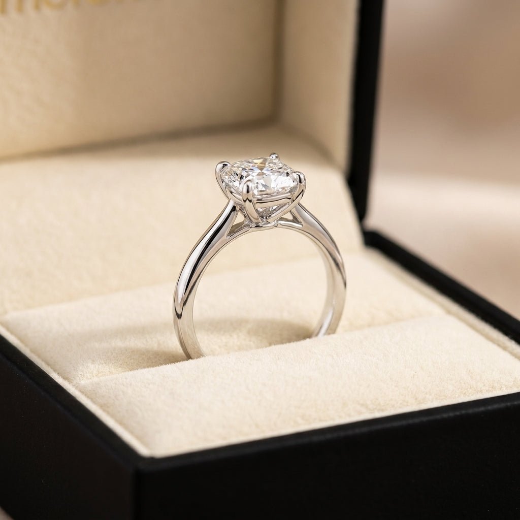 RM12844-400C-WLD Cushion solitaire engagement ring ring-in-box