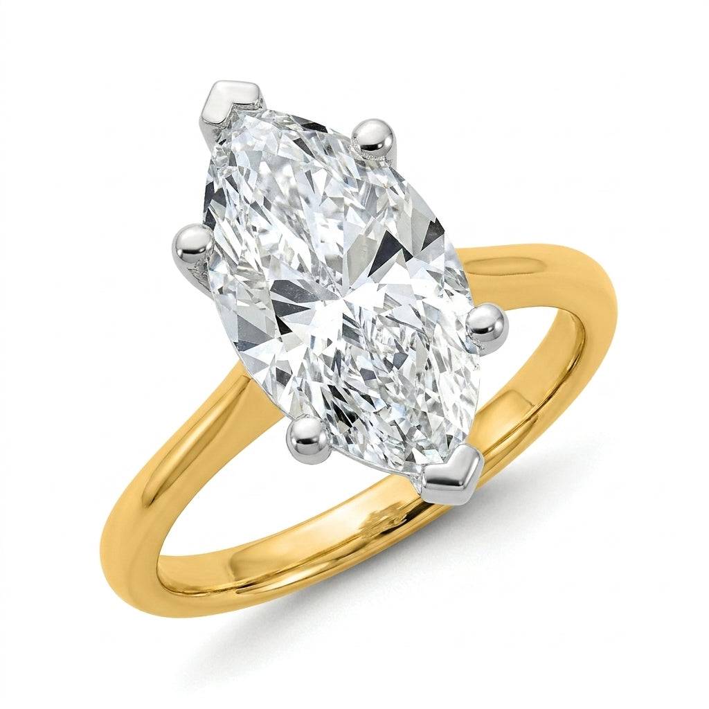 4 carat marquise lab grown diamond engagement ring - hero beauty