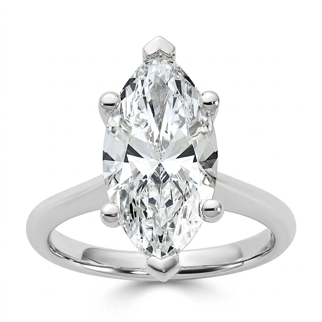 4 carat marquise lab grown diamond engagement ring - hero beauty