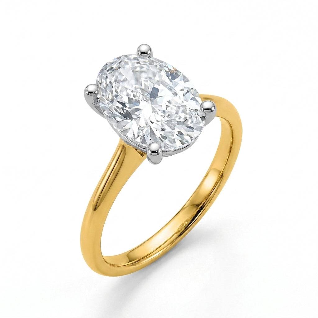 4 carat oval lab grown diamond engagement ring - hero beauty
