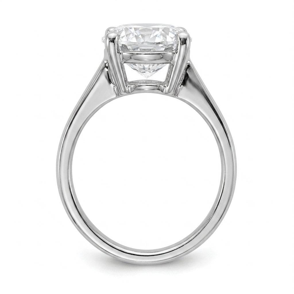 4 carat oval lab grown diamond engagement ring - side profile