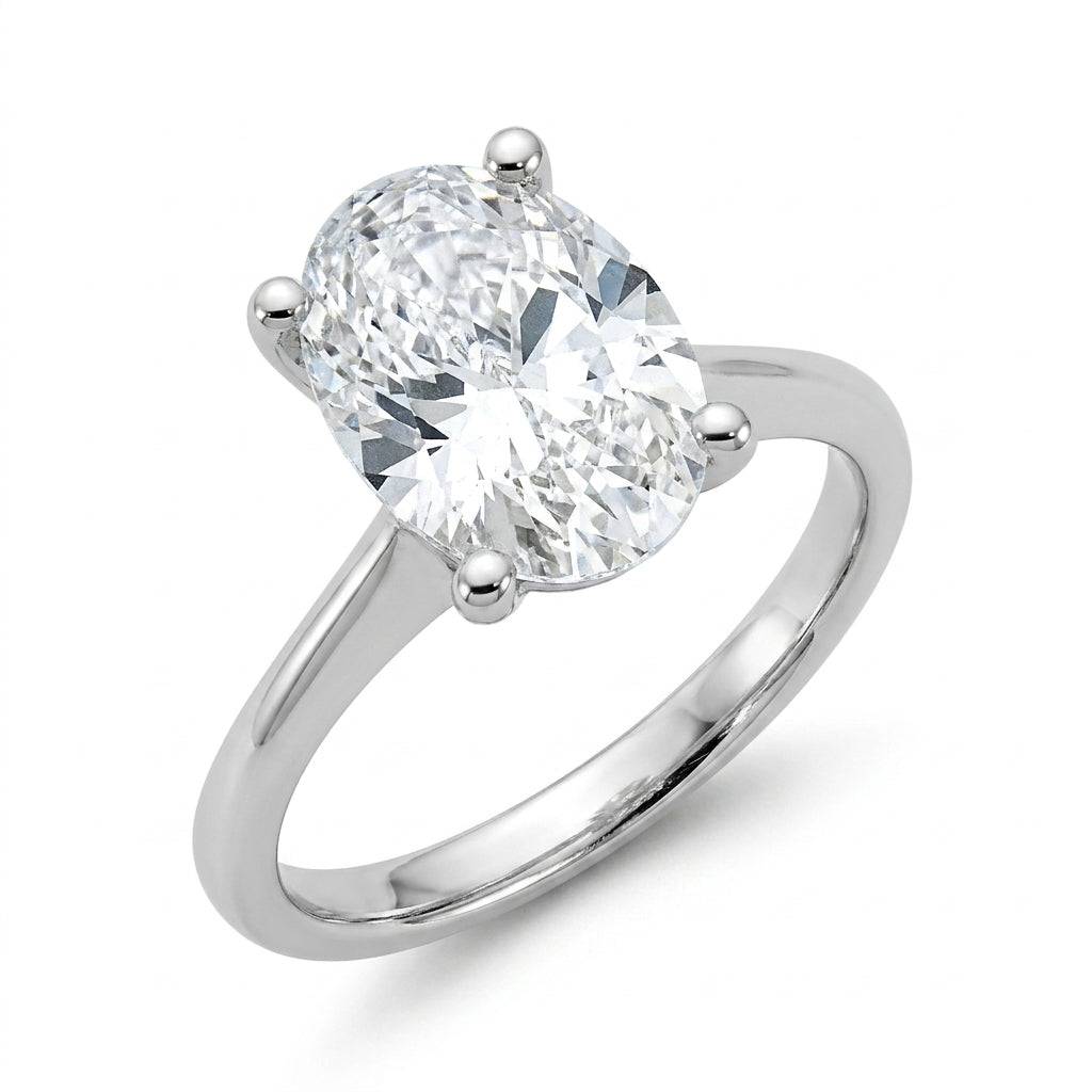 4 carat oval lab grown diamond engagement ring - hero beauty
