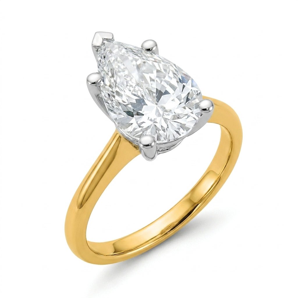 4 carat pear lab grown diamond engagement ring - hero beauty