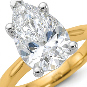 4 carat pear lab grown diamond engagement ring - macro sparkle