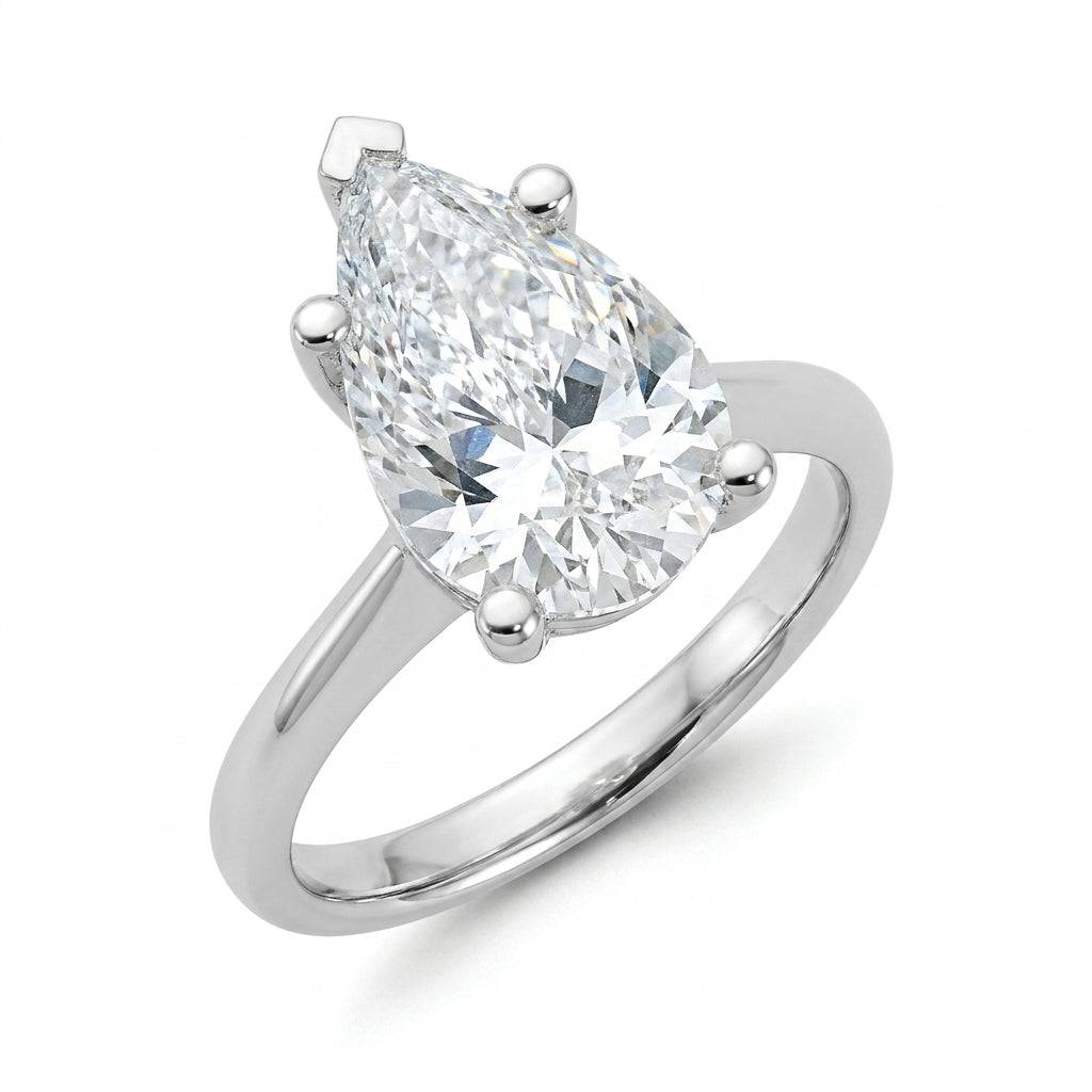 4 carat pear lab grown diamond engagement ring - hero beauty