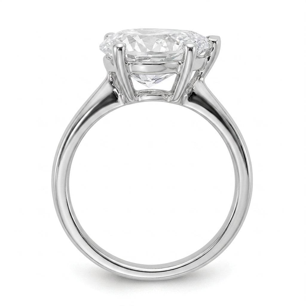 4 carat pear lab grown diamond engagement ring - side profile
