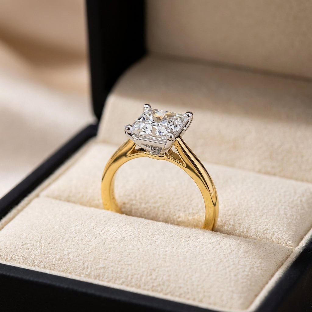 RM12574C-LD princess engagement ring in presentation box