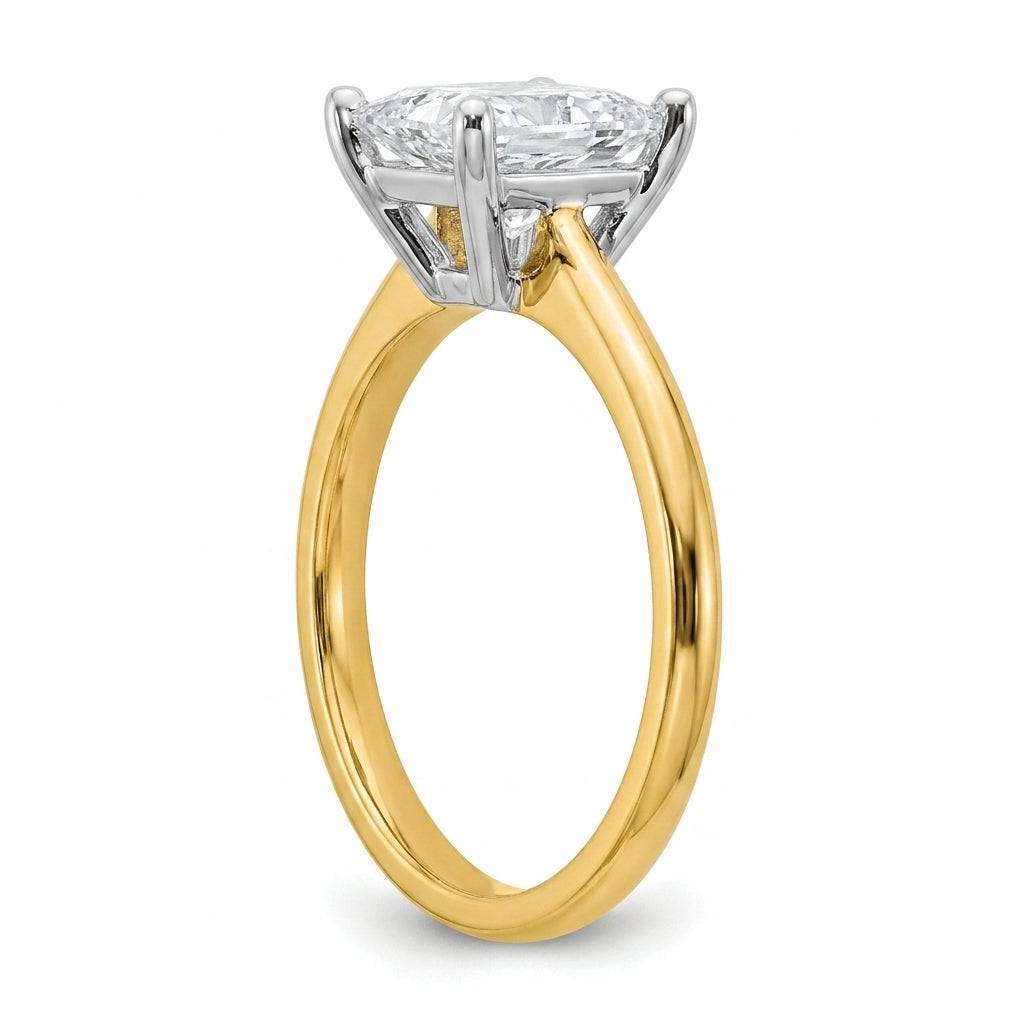 4 carat princess lab grown diamond engagement ring - side profile