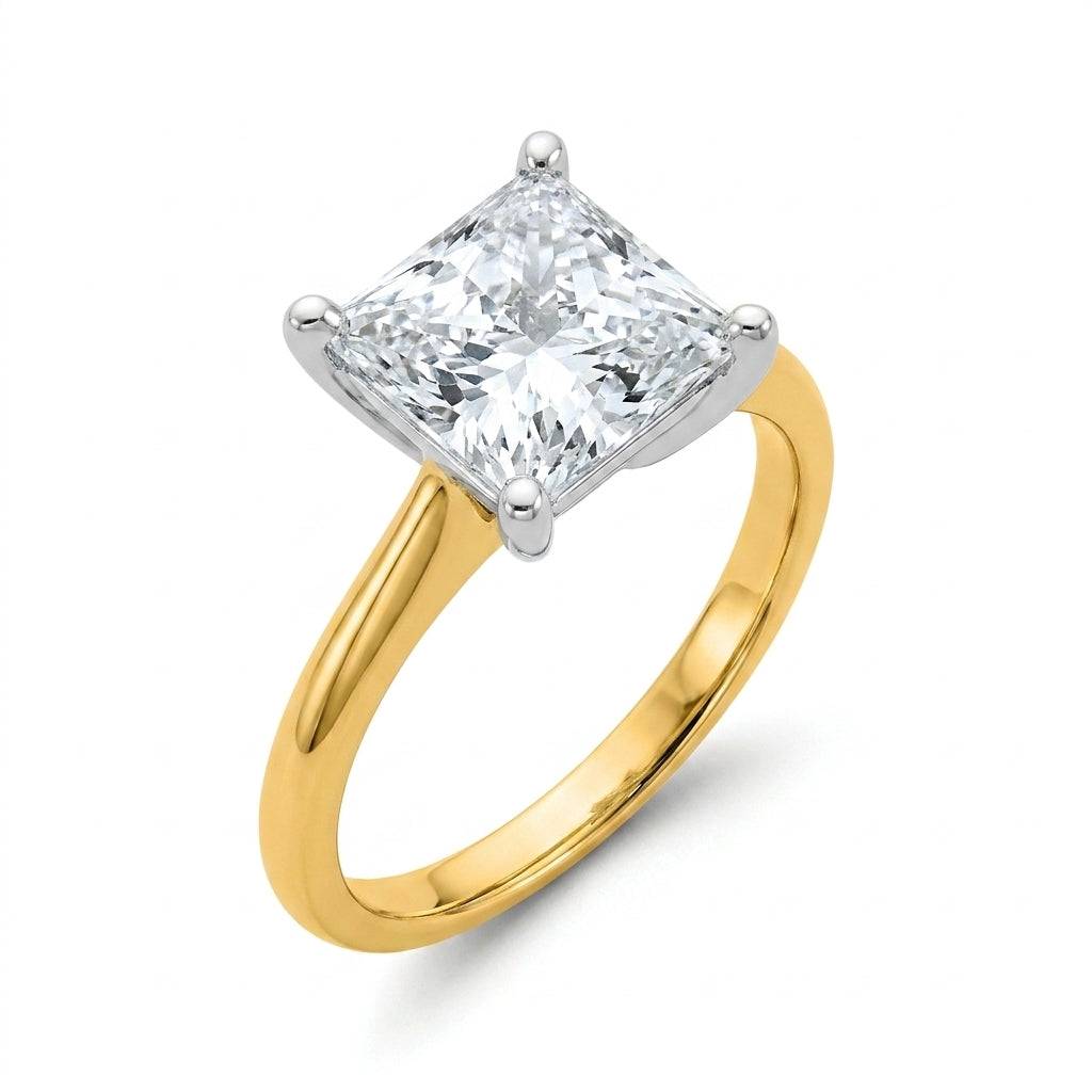 4 carat princess lab grown diamond engagement ring - hero beauty