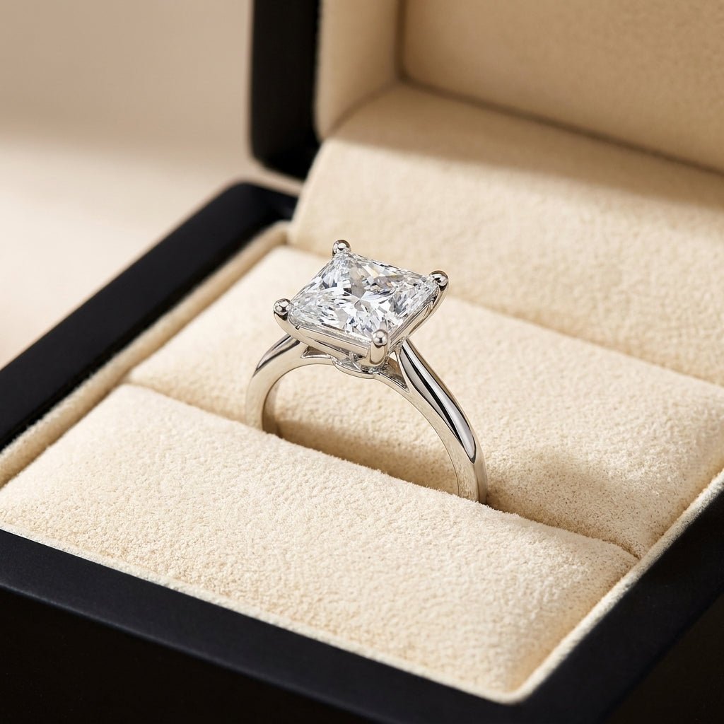 RM12574C-WLD princess engagement ring in presentation box
