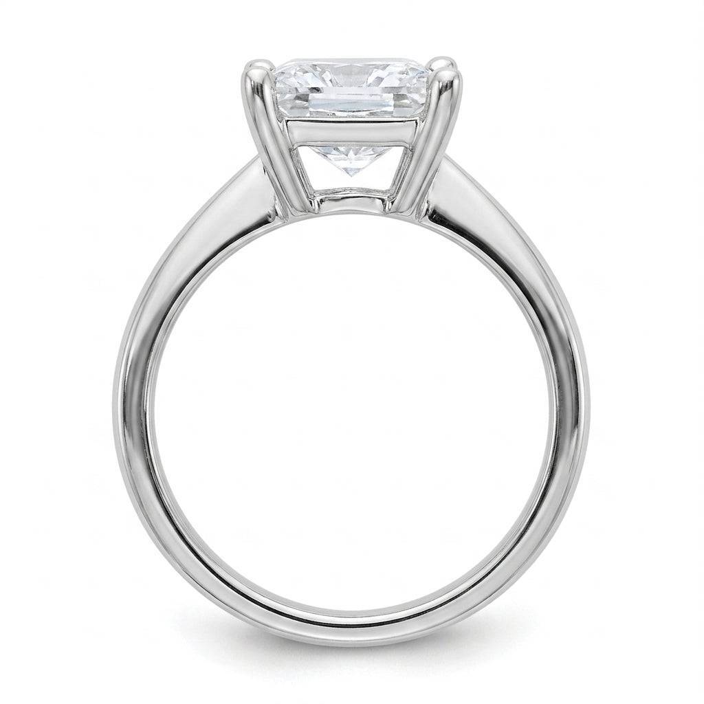 4 carat princess lab grown diamond engagement ring - side profile