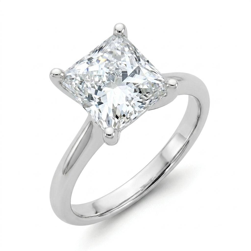 4 carat princess lab grown diamond engagement ring - hero beauty