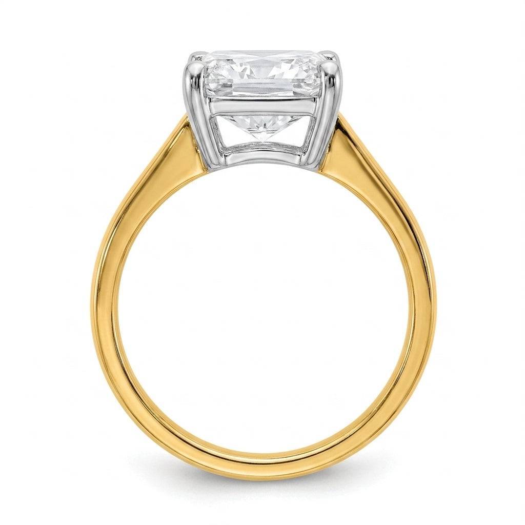 4 carat radiant lab grown diamond engagement ring - side profile