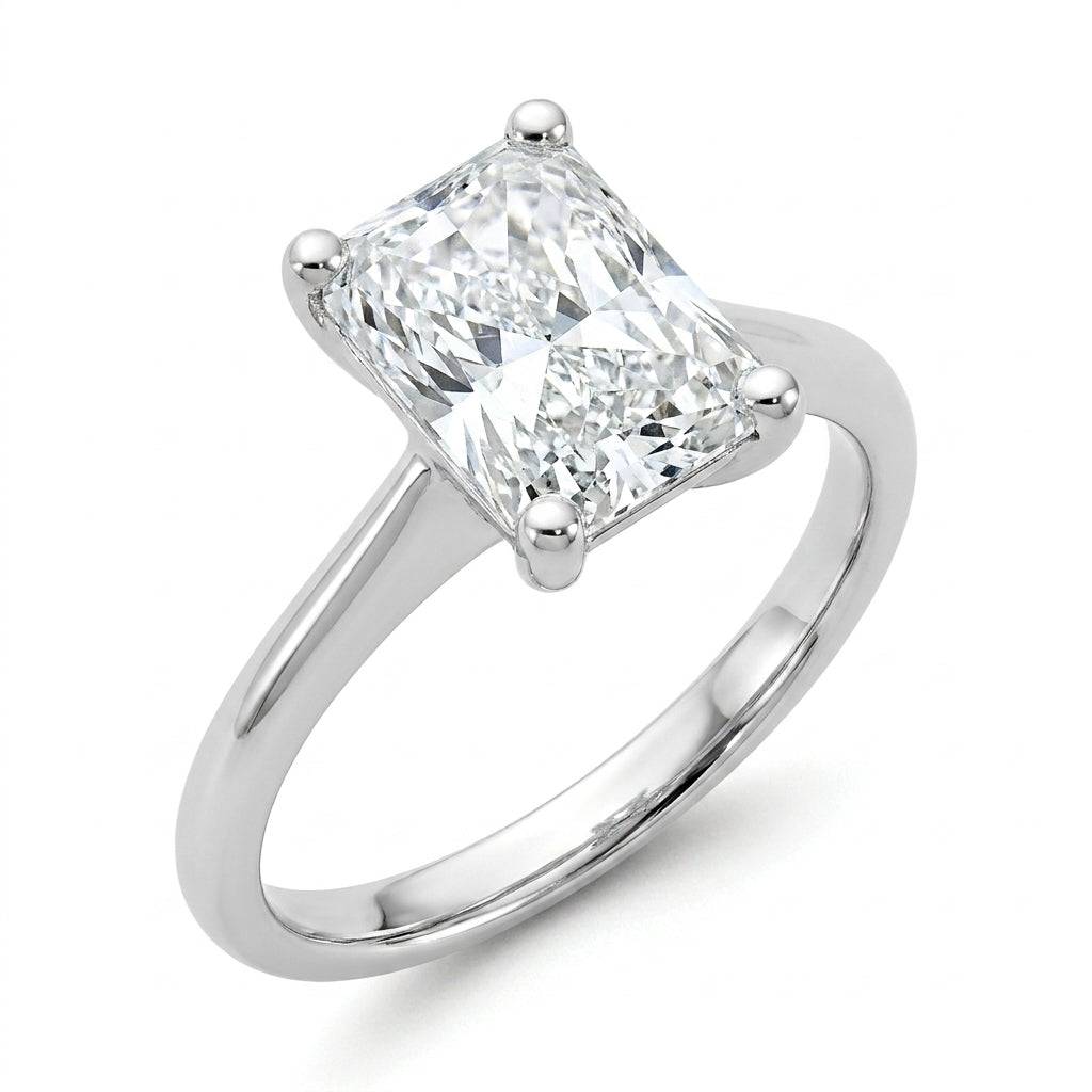4 carat radiant lab grown diamond engagement ring - hero beauty