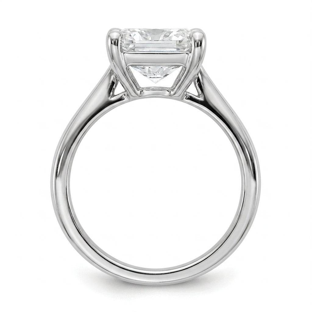 4 carat radiant lab grown diamond engagement ring - side profile