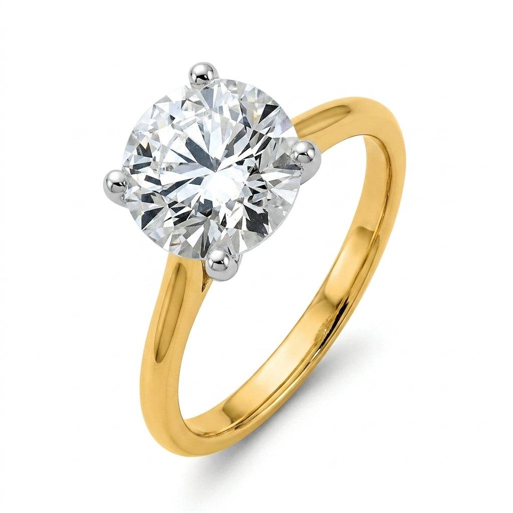 4 carat round lab grown diamond engagement ring - hero beauty