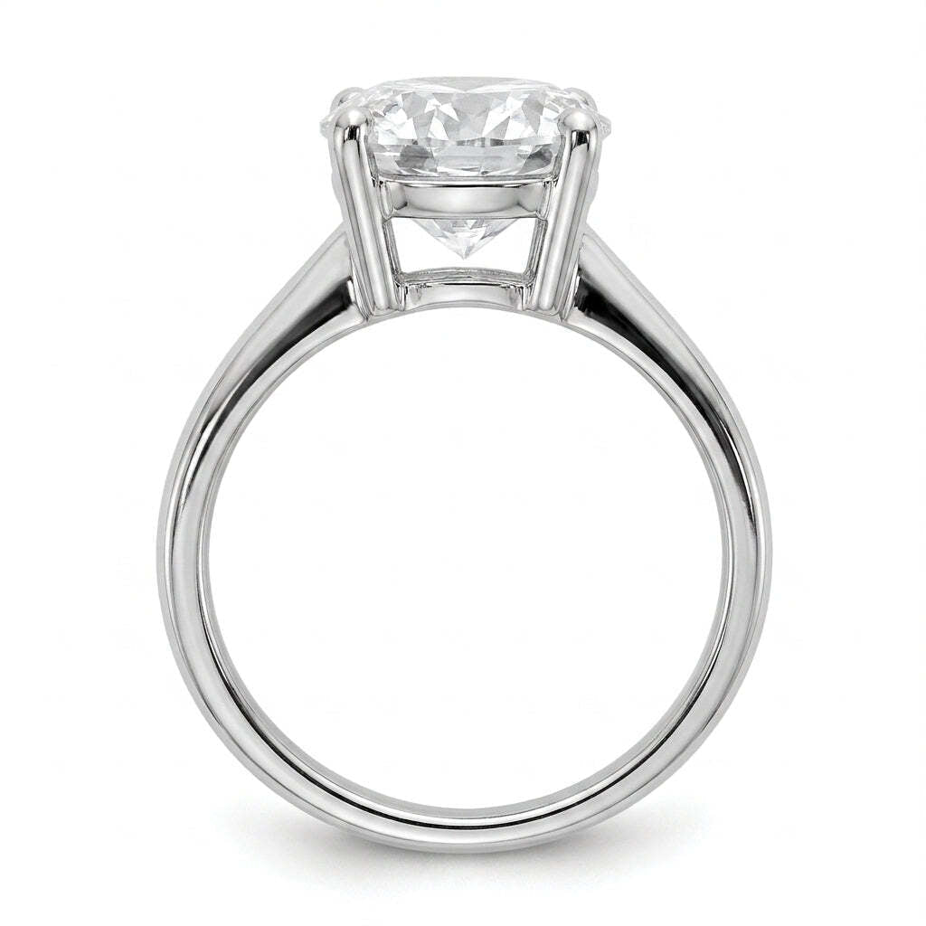 4 carat round lab grown diamond engagement ring - side profile