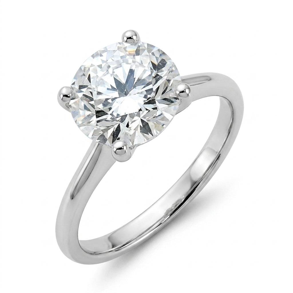 4 carat round lab grown diamond engagement ring - hero beauty