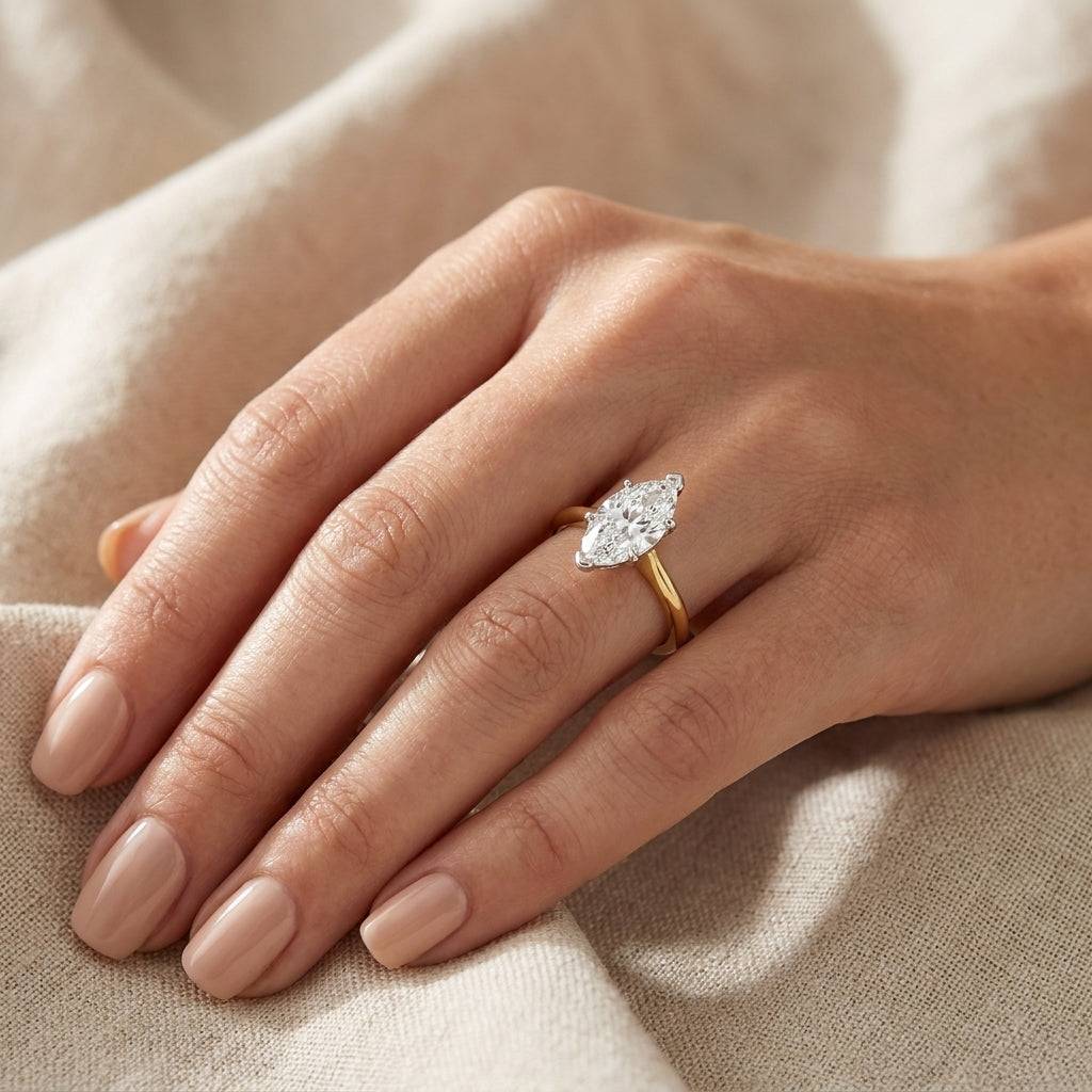 5 carat marquise lab grown diamond engagement ring - hand model