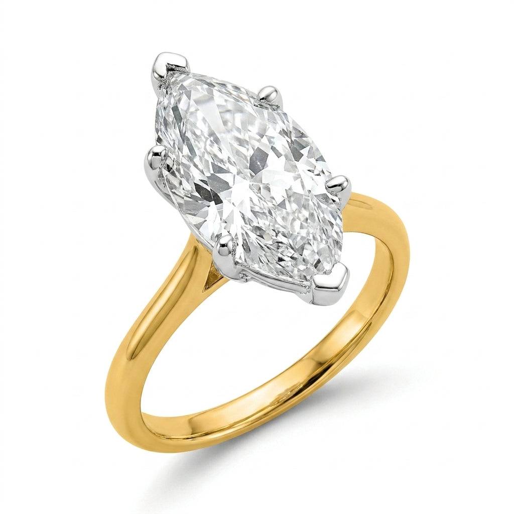 5 carat marquise lab grown diamond engagement ring - hero beauty