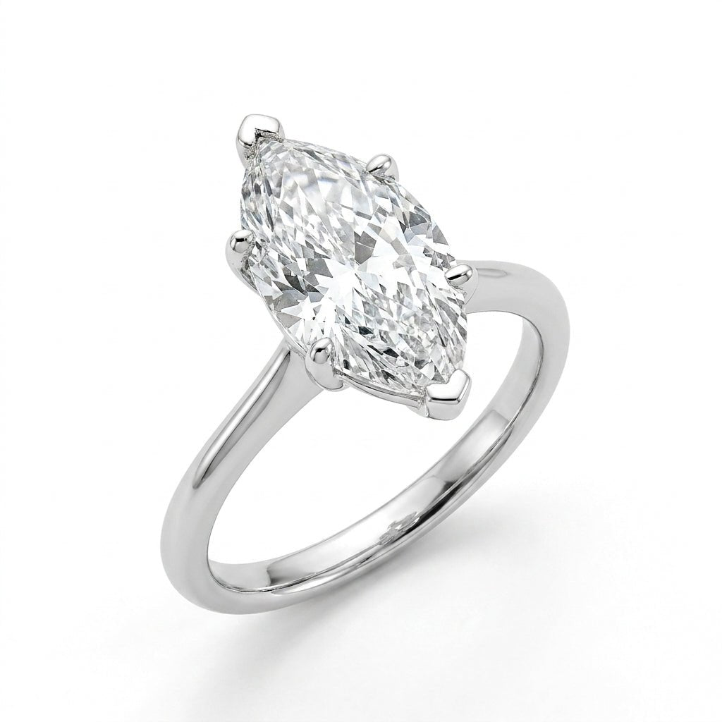 5 carat marquise lab grown diamond engagement ring - hero beauty