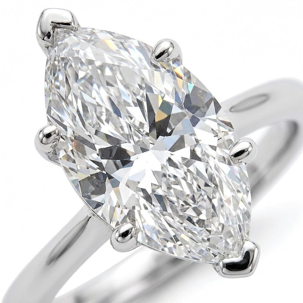 5 carat marquise lab grown diamond engagement ring - macro sparkle