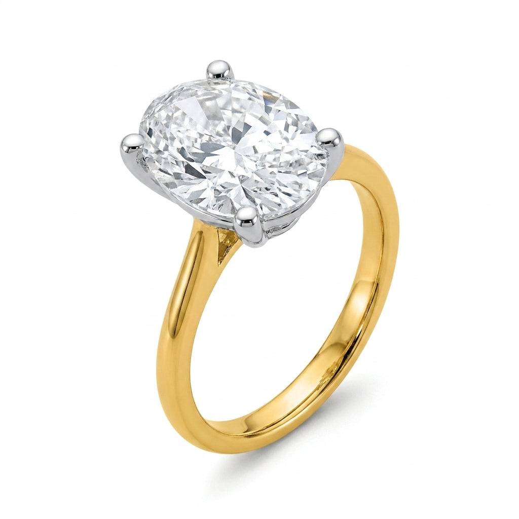 5 carat oval lab grown diamond engagement ring - hero beauty
