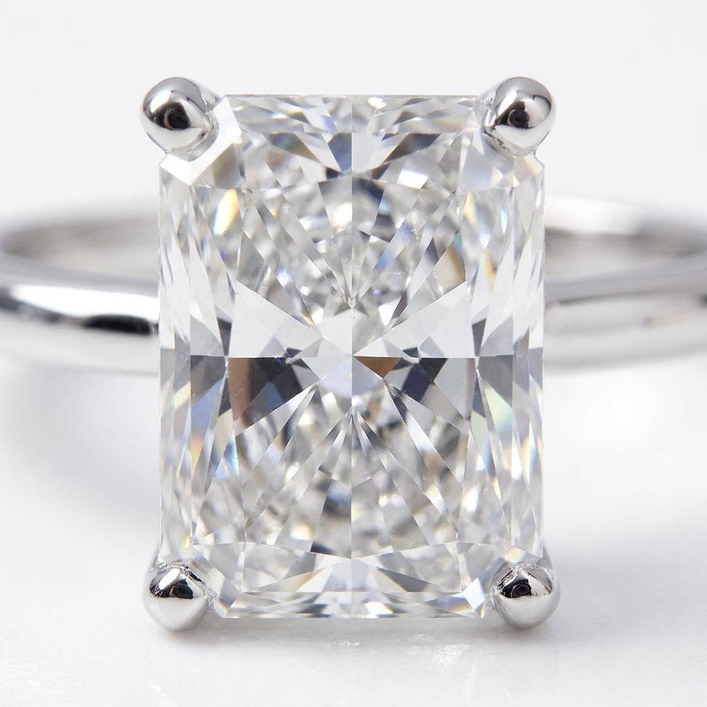 5 carat radiant lab grown diamond engagement ring - macro sparkle