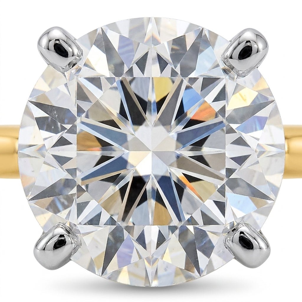 5 carat round lab grown diamond engagement ring - macro sparkle