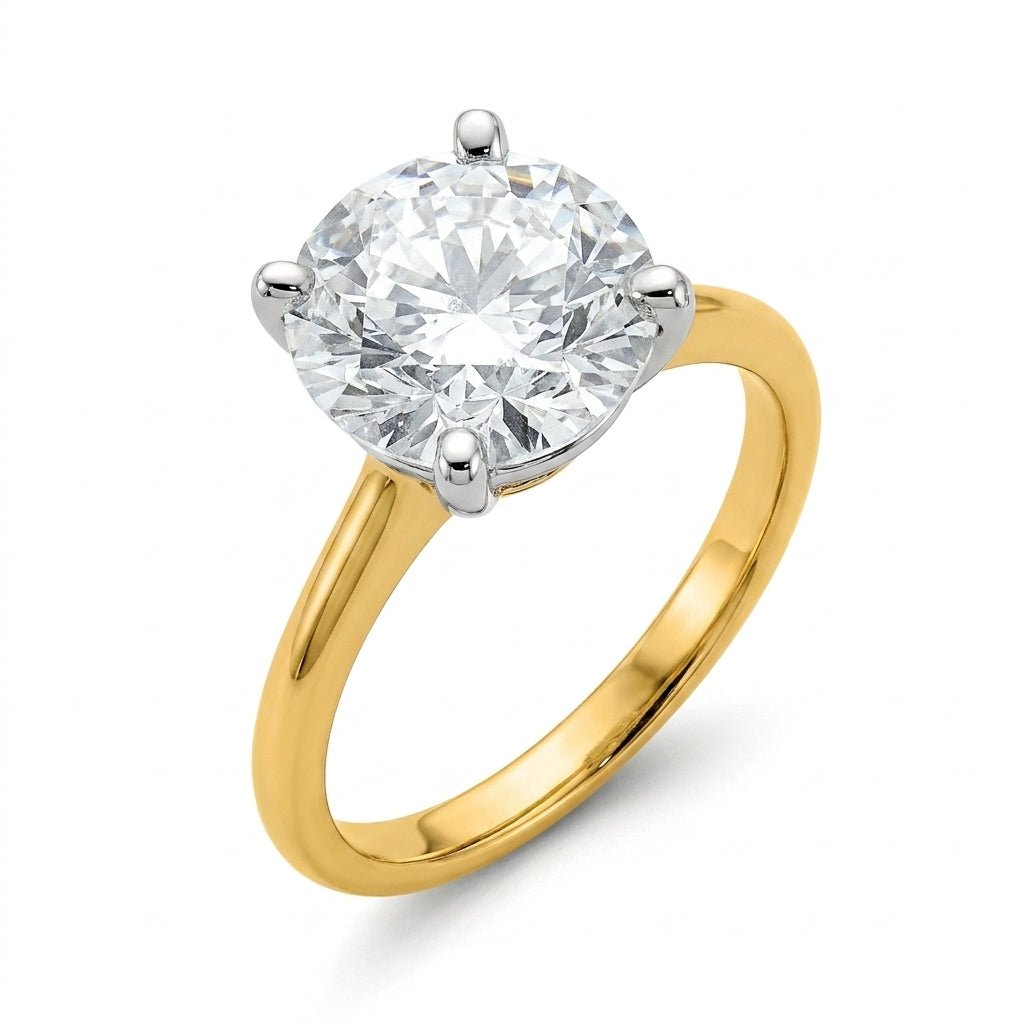 5 carat round lab grown diamond engagement ring - hero beauty