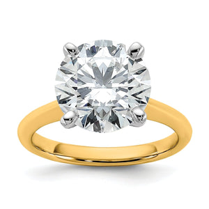 14k Two-tone 5 carat Certified Lab Grown Diamond VS+ F+ Round 8X Complete Solitaire Ring - authentic supplier studio photograph