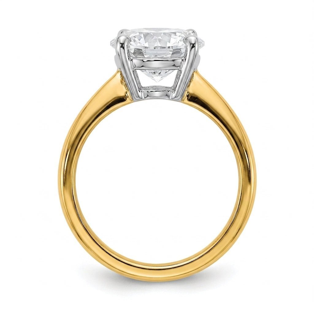 5 carat round lab grown diamond engagement ring - side profile