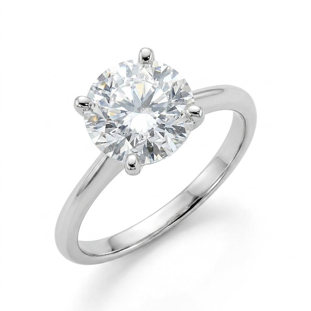 5 carat round lab grown diamond engagement ring - hero beauty