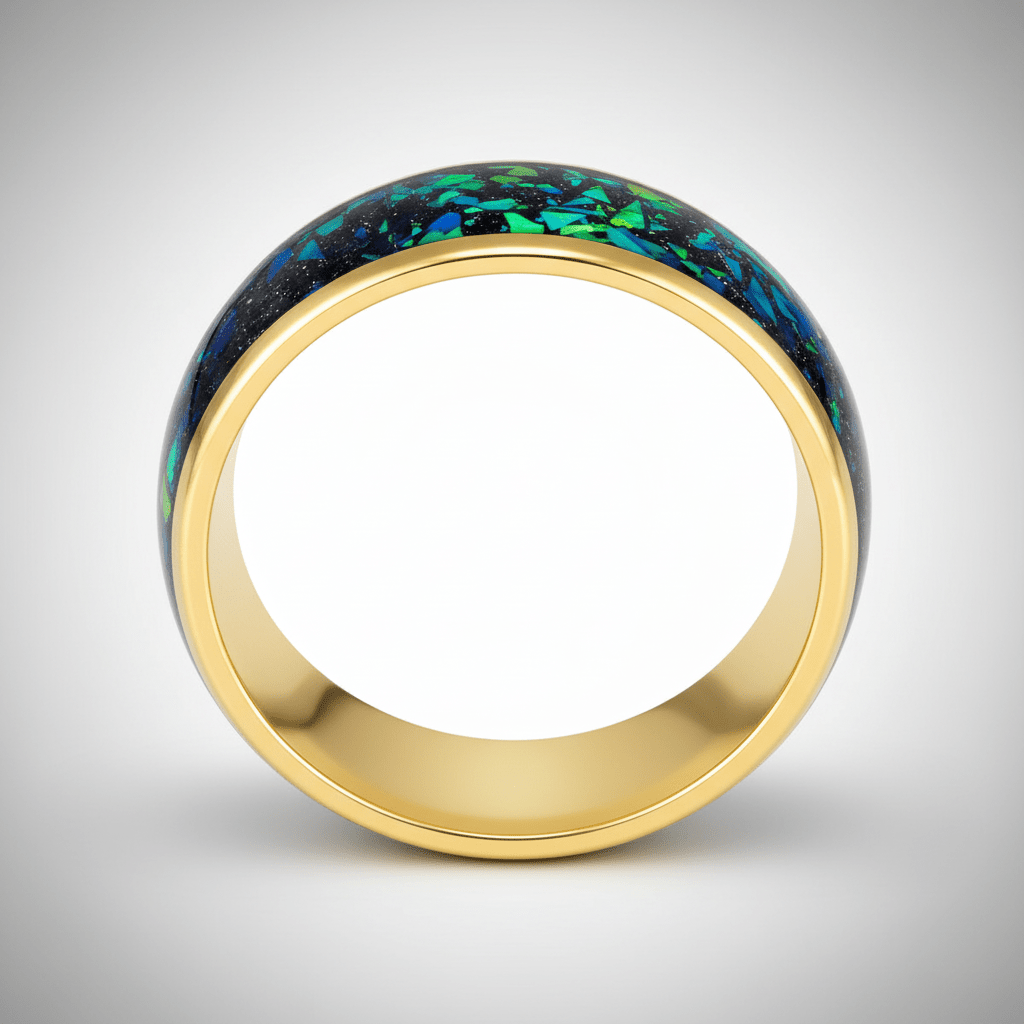 ABALUX — Center-through axial view — men's tungsten wedding ring.