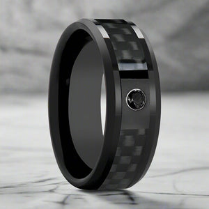 ABERDEEN Black Ceramic men's wedding band, image 1