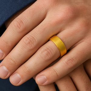 ADDERSFIELD | Gold Ring, Gold Tungsten Ring, Brushed, Flat - Rings - Aydins Jewelry - 5