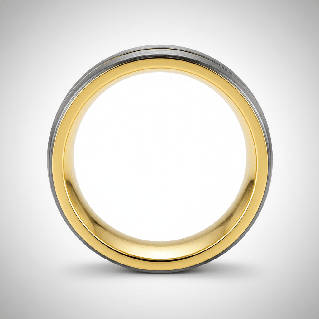 AFRIDI — Center-through axial view — men's tungsten wedding ring.