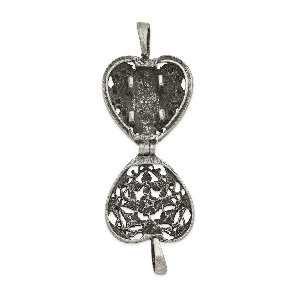 ALWAYS IN MY HEART" Silver - tone Antiqued Heart Locket Memorial with Brass Ash Holder - 24 - inch Necklace with Message Card - Necklace - Aydins Jewelry - 2