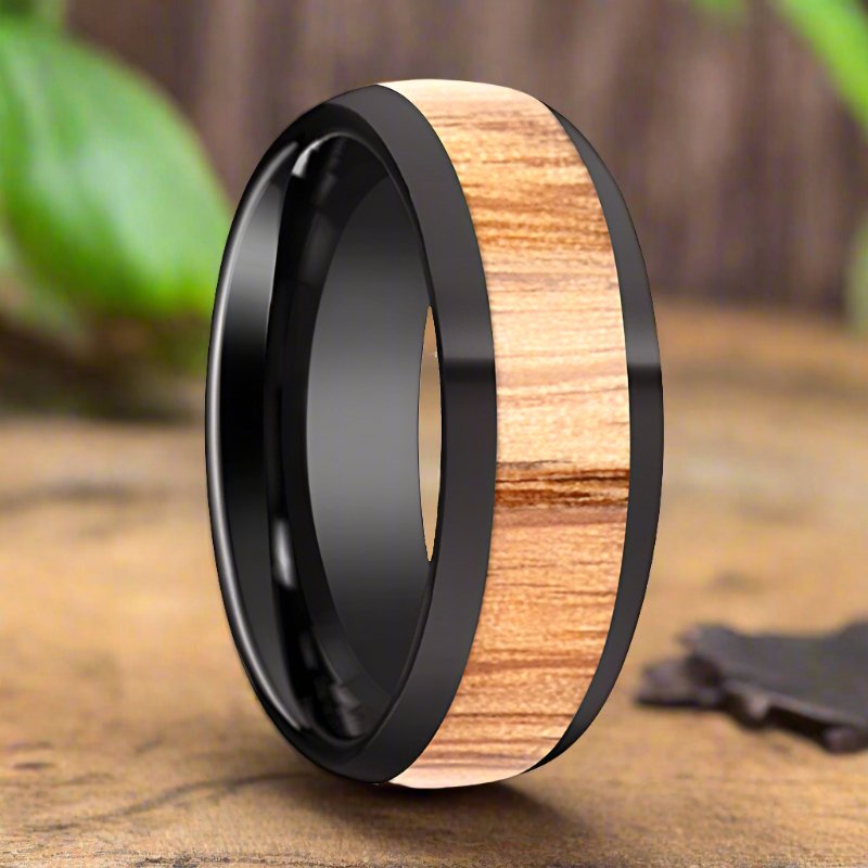 AMBROSE Black Ceramic men's wedding band, image 3