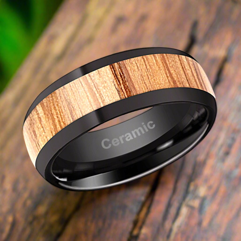AMBROSE Black Ceramic men's wedding band, image 4