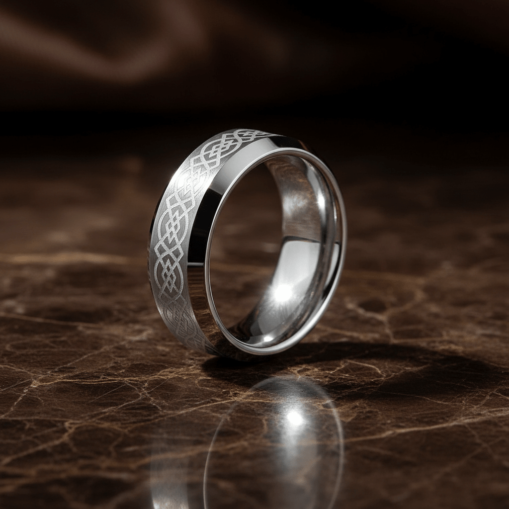 AMIS — detail view — men's tungsten carbide wedding ring | Aydins Jewelry