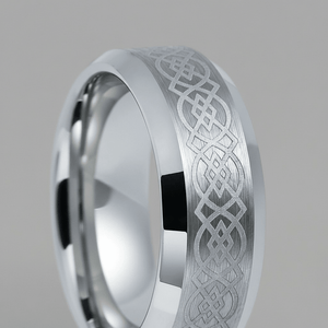 AMIS — close-up detail — men's tungsten carbide wedding ring | Aydins Jewelry